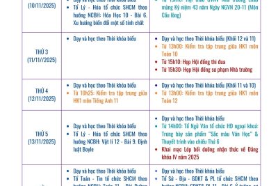 Kế hoạch Tuần 10 năm học 2025 – 2026