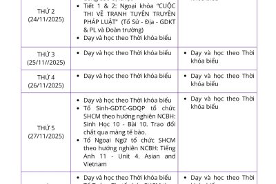 Lịch công tác Tuần 12