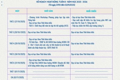 Kế hoạch Tuần 8 năm học 2025 – 2026